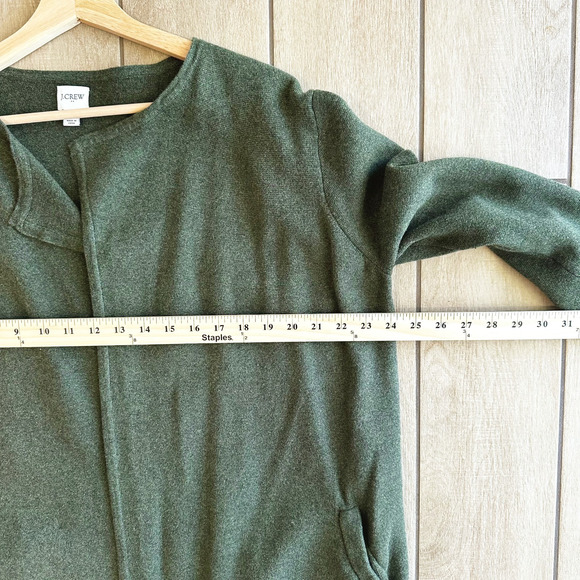 J Crew Womens Vanessa Sweater Jacket XL Heather Olive Green Preppy Minimalist - Picture 8 of 9